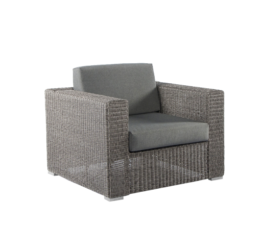 Fauteuil Lounge Monte Carlo gris vintage avec coussins