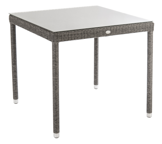 Table carrée Monte Carlo gris vintage 80 x 80cm avec verre