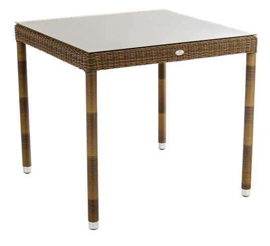 Table carrée San Marino 0.8 x 0.8 m avec sur-plateau verre