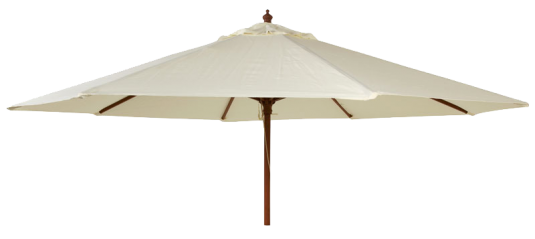 Parasol bois rond diamètre 2,7 m-tube 38 mm-vert-ecru-taupe