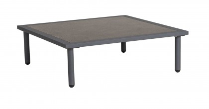Table basse carrée gris anthracite Beach 70 x 70 x 22.5 cm avec plateau HPL