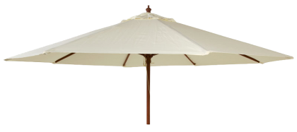 Parasol bois rond diamètre 2,7 m-tube 38 mm-vert-ecru-taupe